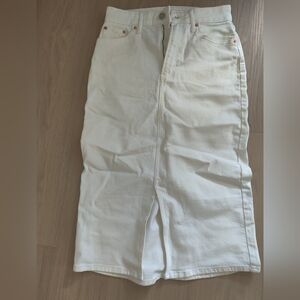 GAP White denim midi skirt